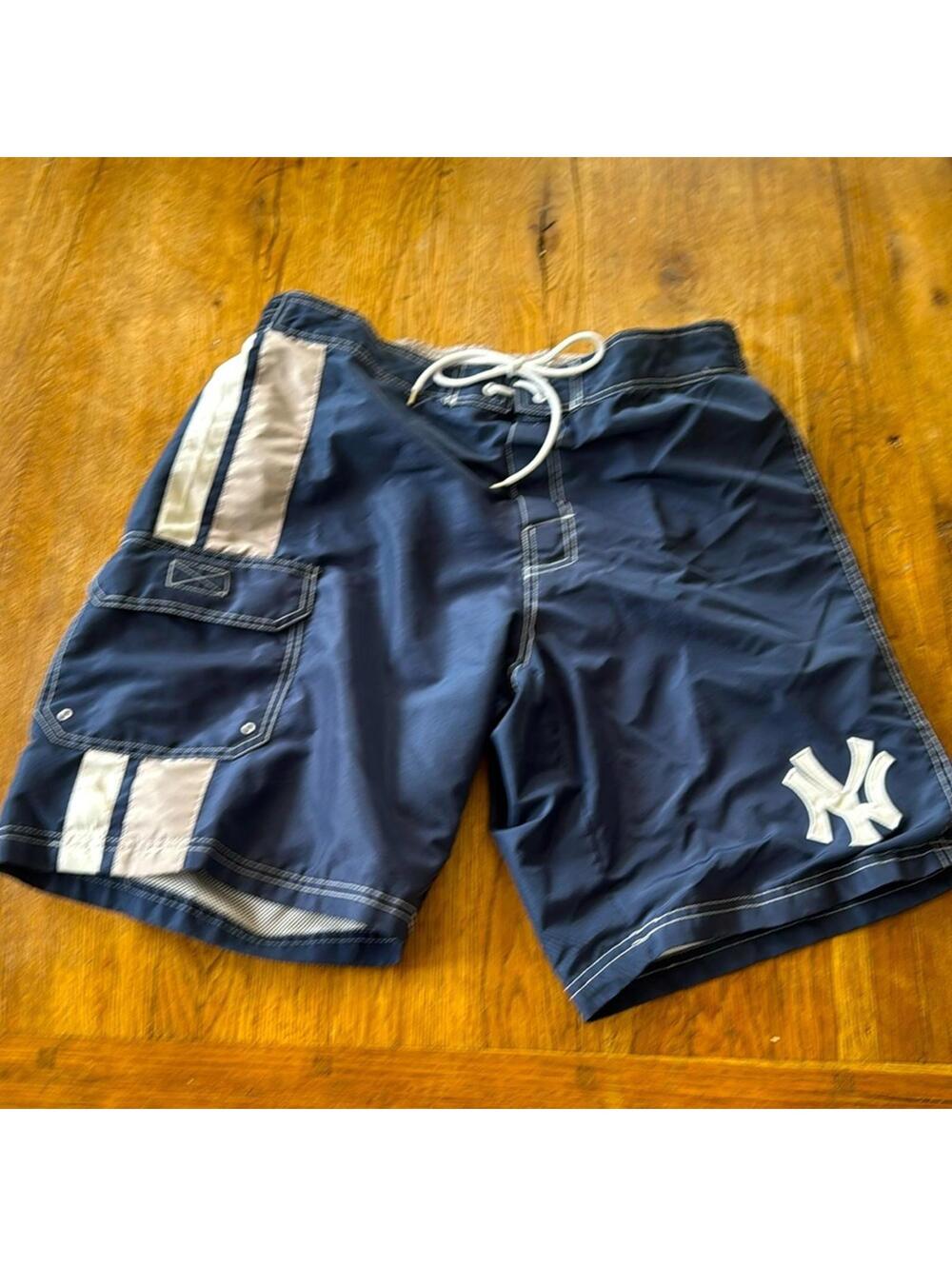 NY Yankee Men's Bathing Swim Trunks Blue Gray Sz L